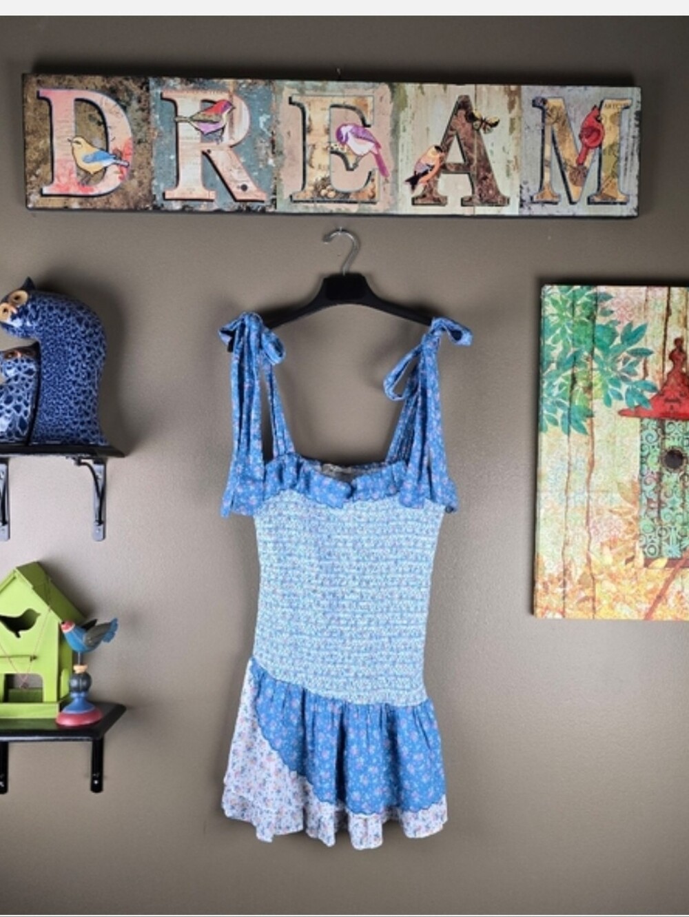 Loveshackfancy Aya Mini Dress Blue Large